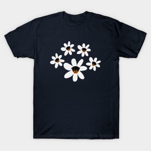 Rottweiler Head in White Flower T-Shirt